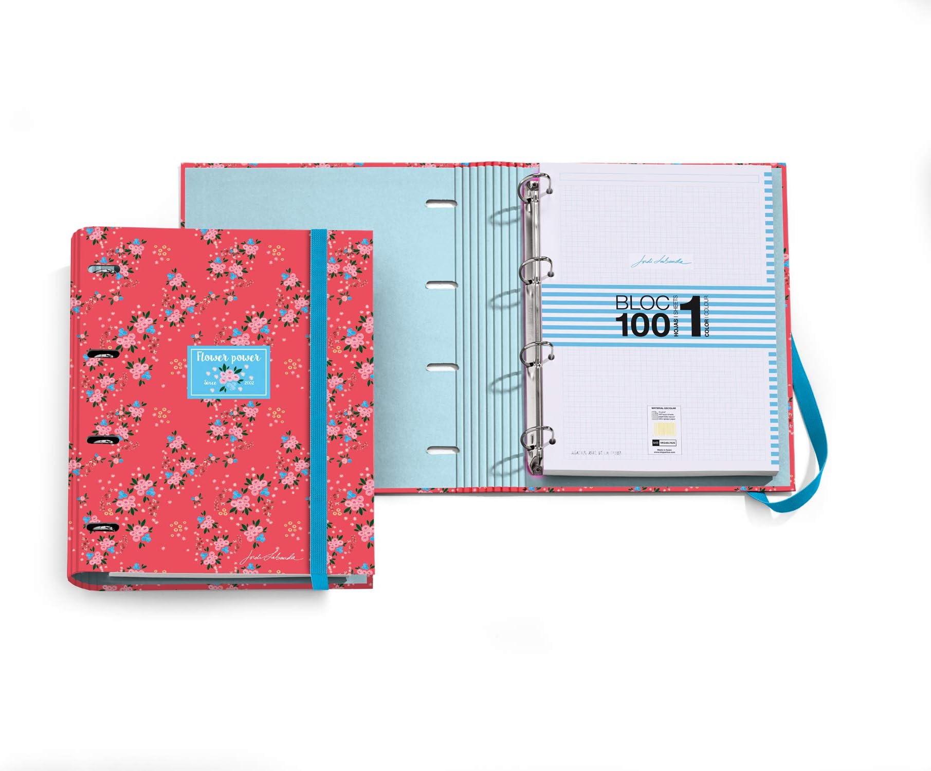 Miquelrius 14895 Folder with Pad 4 Rings, 35 mm Flowery Jordi Labanda