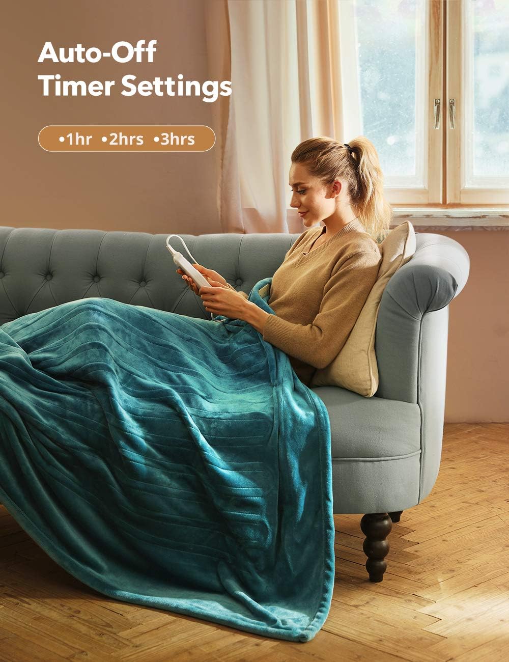 VIPEX Heated Blanket Electric Throw, 50” x 60” Flannel Electric Blanket with 10 Heating Levels & 3 Timer Settings Auto-Off, Travel Home Office Use, ETL Certified, Machine Washable, Forest Green: Kitchen & Dining