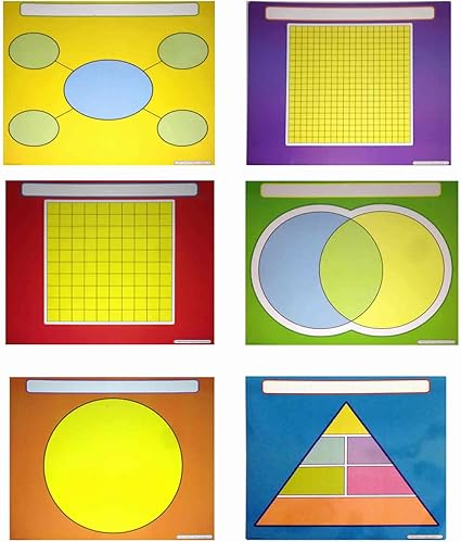 Amazon グラフィックオーガナイザー教師 セットの6 マルチカラー乾燥消去マット 17 X 14インチ各 ホワイトボード 文房具 オフィス用品