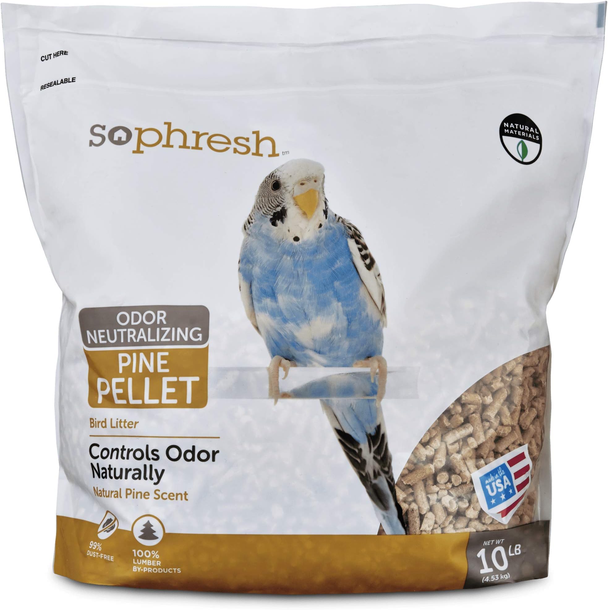 So Phresh 10lb Pine Pellet Bird Litter, Small