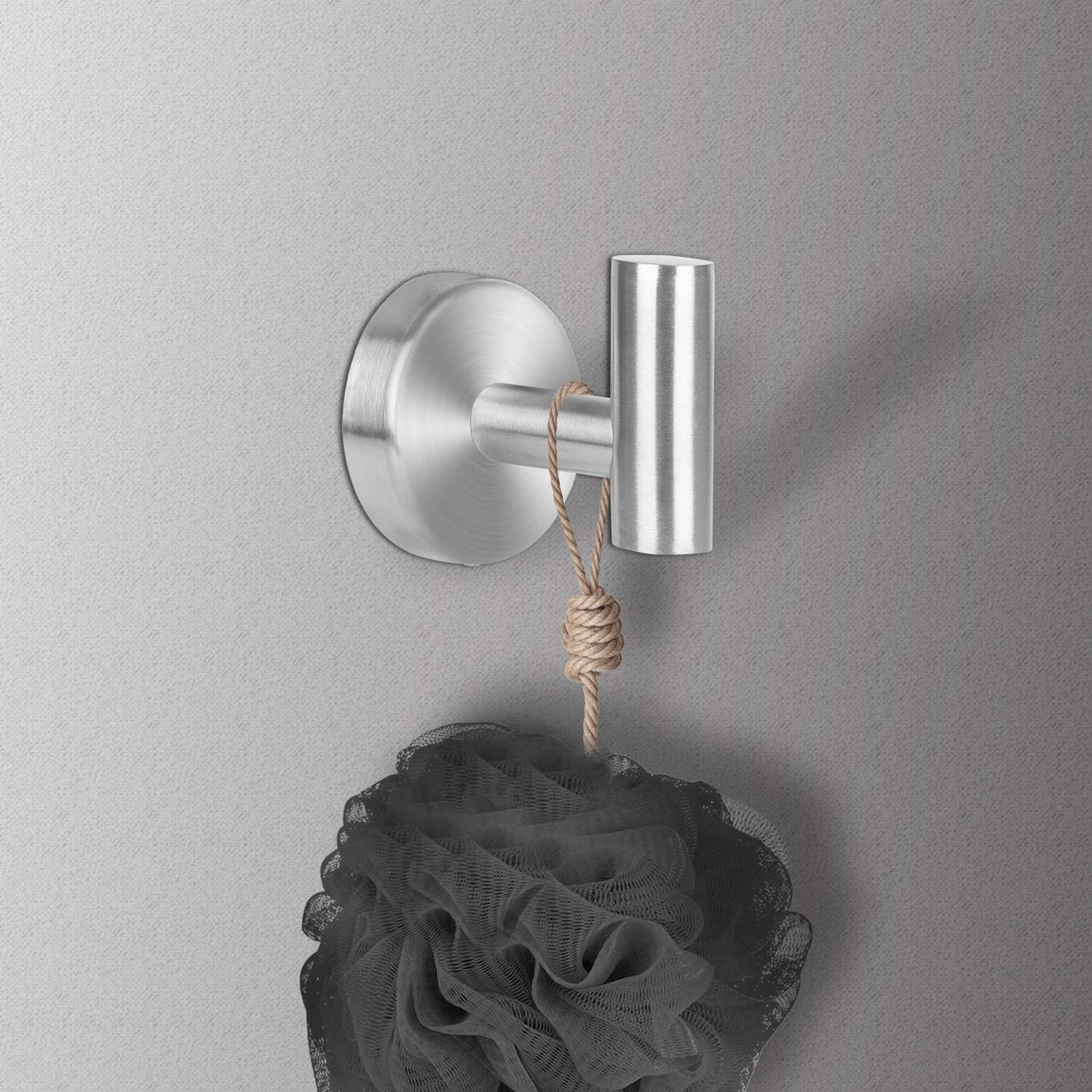 Bathroom Towel Hooks, 4 Pack Coat Hook Round Wall Hooks for Cabinet Closet Door, Heavy Duty Robe Hook, Two Ways to Install (Drill and Adhesive) for Bath Bedroom Kitchen Garage Hotel: Home & Kitchen