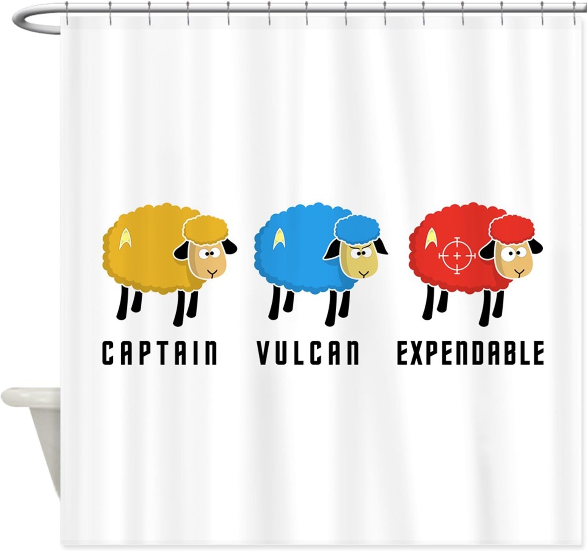 eikleom Star Trek Sheep Shower Curtain 180x180cm Waterproof Polyester
