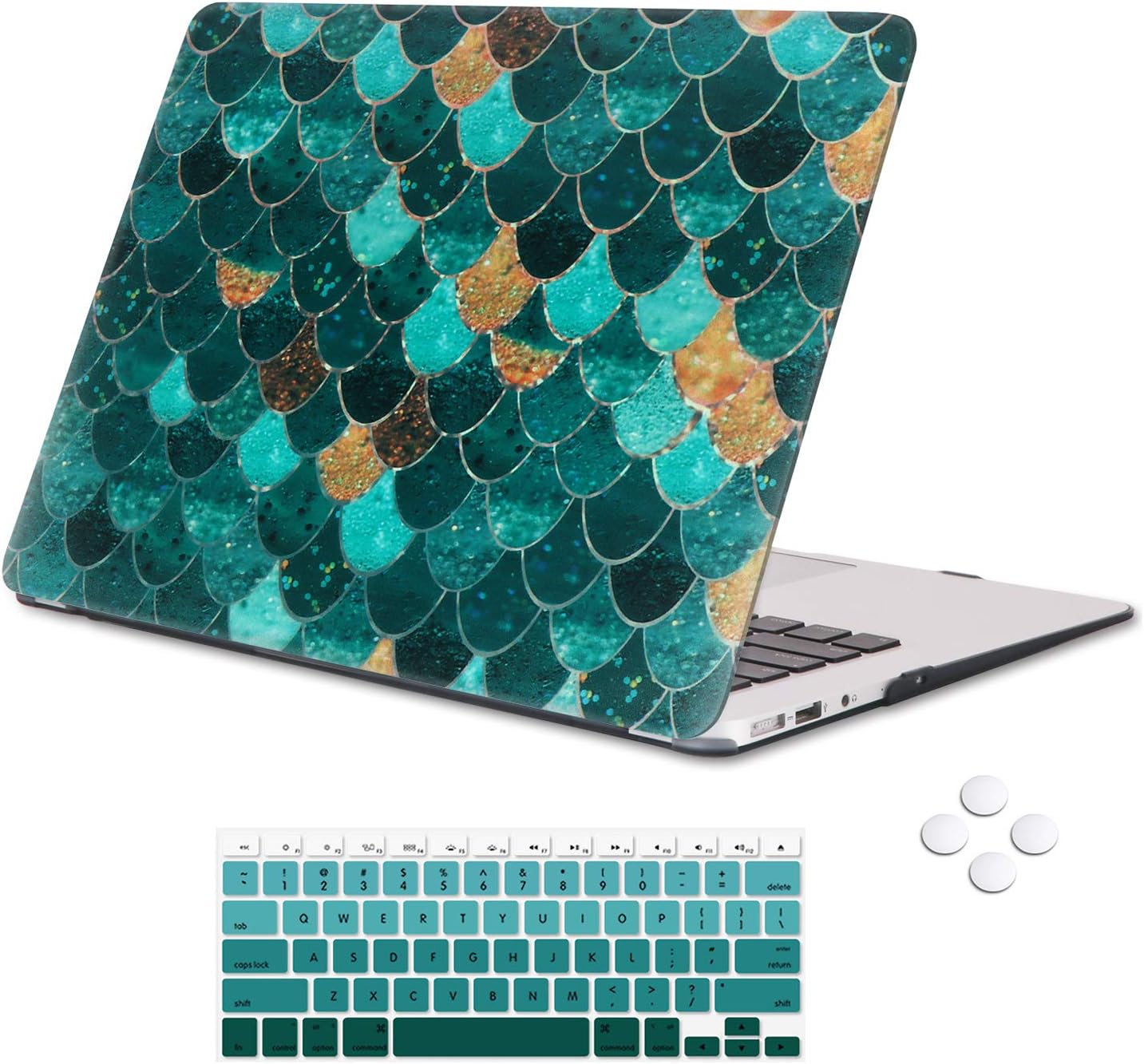 Holilife Compatible with MacBook Air 13 inch Case 2010-2017 Release (Model A1369/A1466), Soft Plastic Hard Shell Case Protector with Keyboard Cover Compatible MacBook Air 13 Older Version - Mermaid