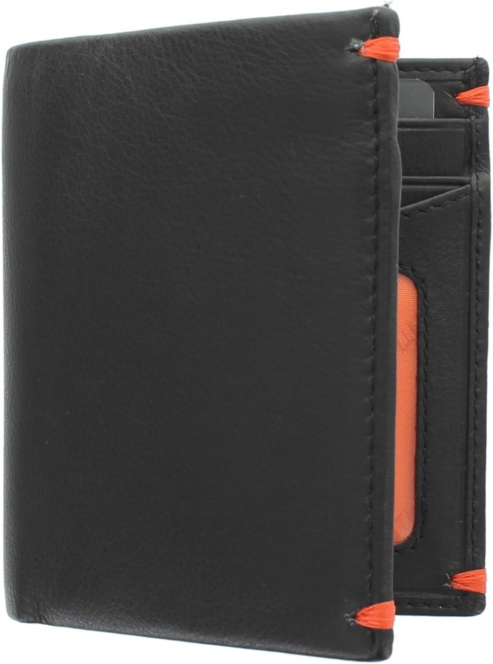 VISCONTI Alpine Collection Compact Slim Gents Leather Wallet RFID Blocking AP60 Black/Orange - Image 4