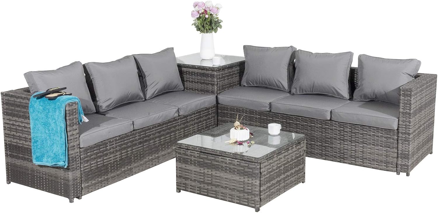 Malta Rattan 6 Seater Corner Set in Grey Amazon.co.uk Garden & Outdoors