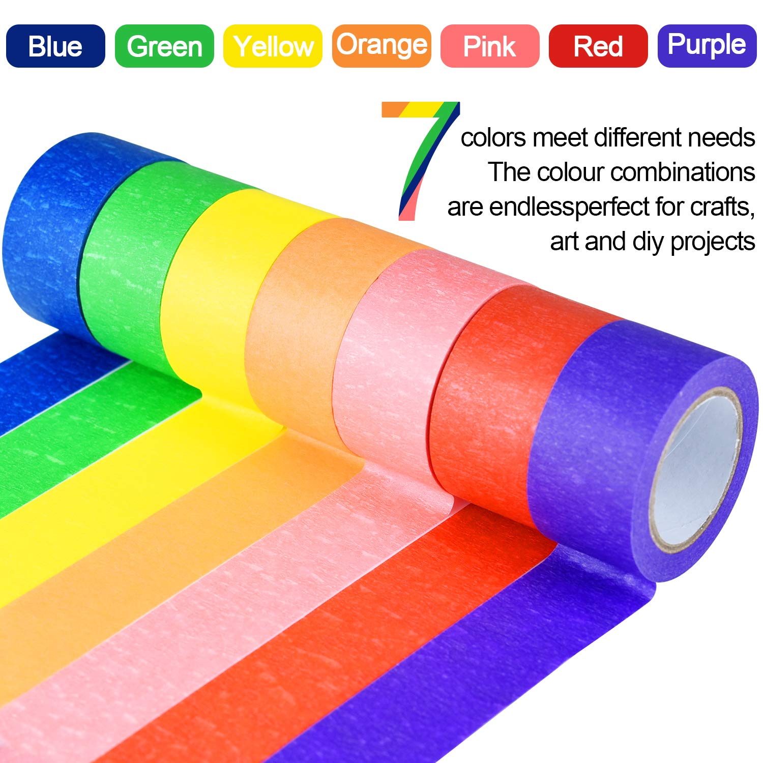 EAONE 28 Rolls Colored Masking Tape Labelling Paper Tapes in 7 Colors & 4 Sizes Arts & Crafts Washi Tape Set for DIY Labeling Coding Decoration Teaching Supplies Classroom Home Office: Industrial & Scientific