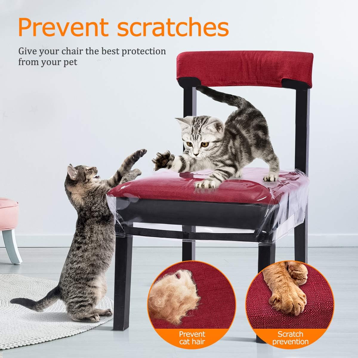 Homemaxs Plastic Chair Cover Protectors, 4 Pack Adjustable Waterproof Dining Chair Covers with Bigger Size Belt Strap,【2020 Newest】 Clear Cushion Cover, PVC Kids Seat Covers for Dining Room, Kitchen: Kitchen & Dining