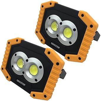 2 focos de luz LED portátiles de 20 W, proyector recargable con ...