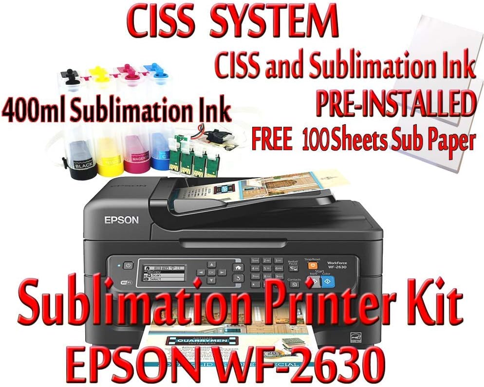 Sublimation Printer Bundle,CISS Kit,100 Sheets Sublimation Paper