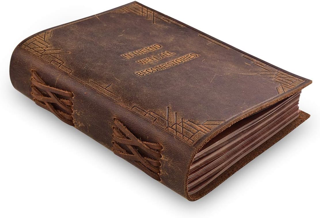 Vintage Leather Journal Writing Notebook for Men and Women,Kraft Unlined Pages Daily Notepad, Handmade Gift,Art Sketchbook, Travel Diary, 7 x 5 Inches (Rustic Brown)