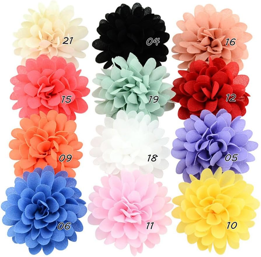 Manyo 12 PCS Chiffon Flower Girls Hair Clip Toddler Barrette Accessory