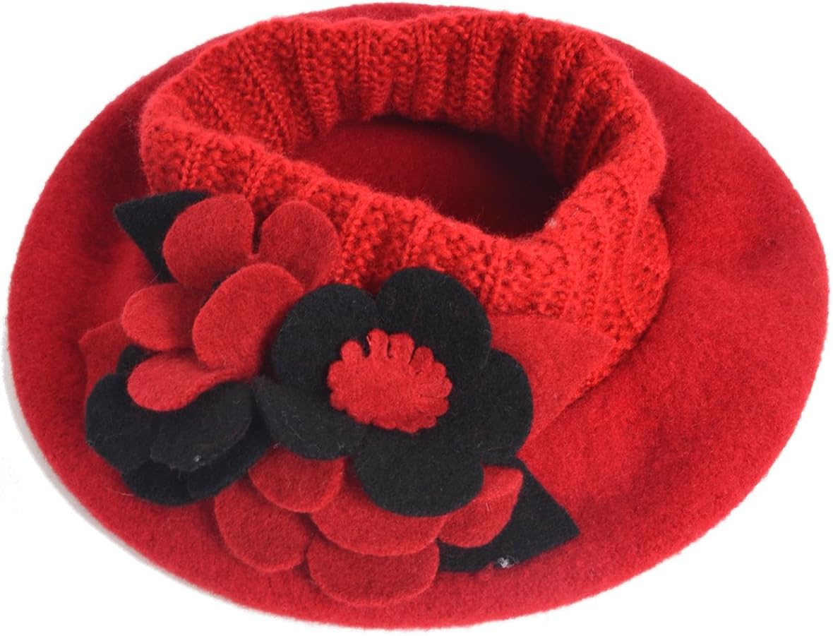 F&N STORY Lady French Beret Wool Beret Chic Beanie Winter Hat Jf-br034 (HY022-Black) at  Women’s Clothing store