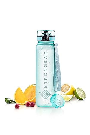 STRONGEAR® Premium Trinkflasche 650 ml oder 1l, BPA frei - auslaufsichere Tritan Wasser-Flasche für Erwachsene und Kinder mit