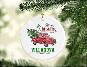 Christmas Decoration Tree Merry Christmas Ornament 2020 Villanova Pennsylvania Funny Gift Xmas Holiday as a Family Pretty Rustic First Christmas in Our New Home MDF Plastic 3" White
