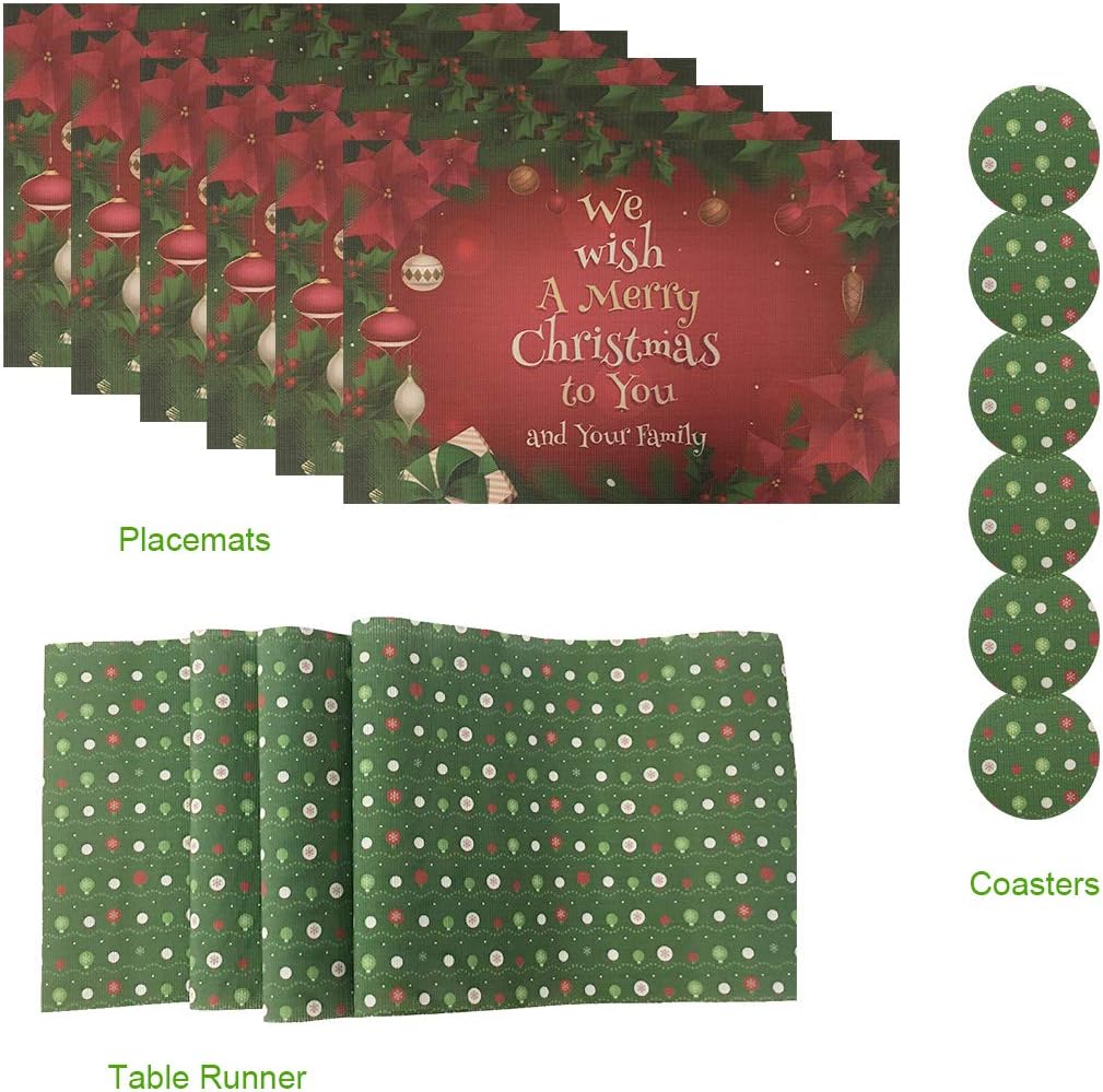 Desun Set of 6 Placemats Placemats and Coasters Washable Heat Insulation Vinyl Table Mats