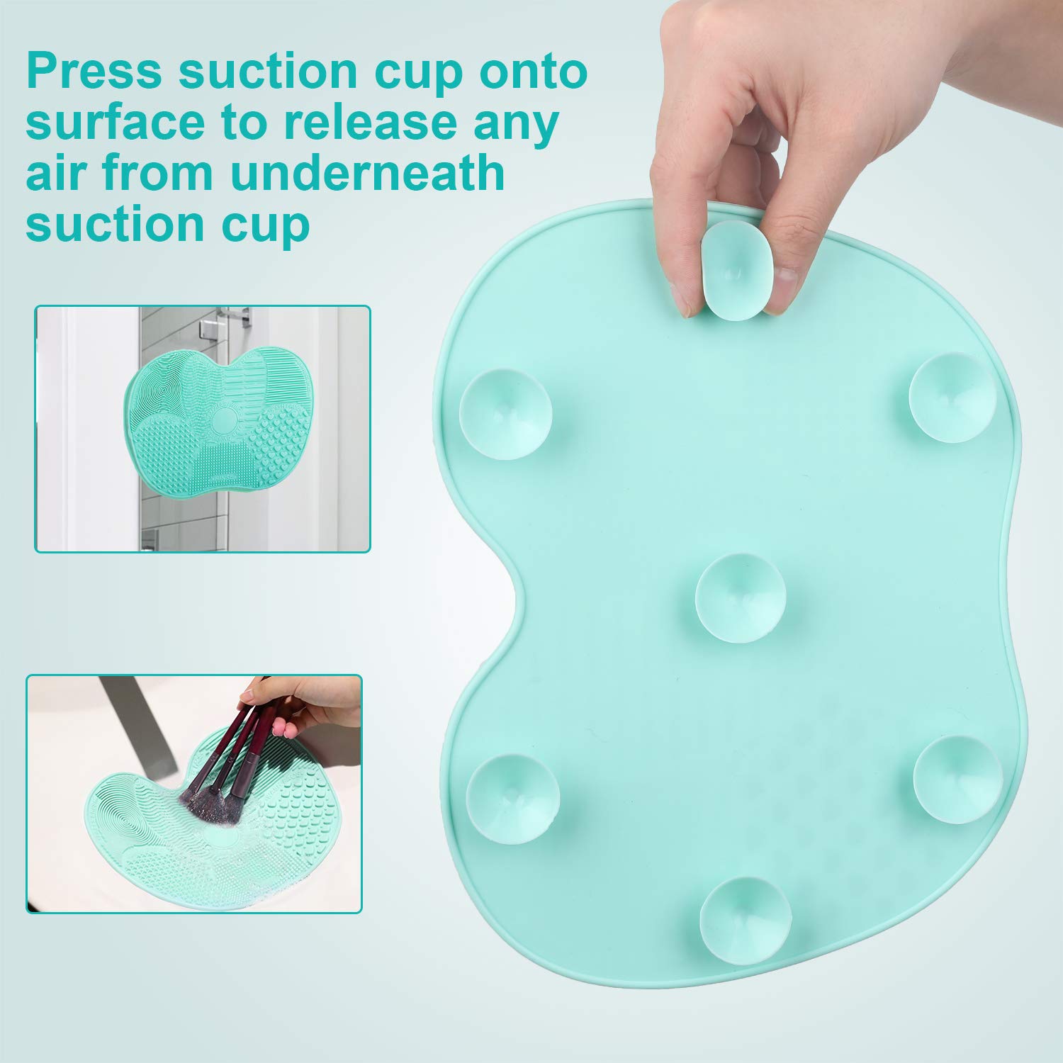 2-Pack Brush Cleaning Mats, Easkep Makeup Cleaner Pad Portable Washing Tool Scrubber with Suction Cup Set of 2 Cosmetic Silicone (Green+Green): Beauty