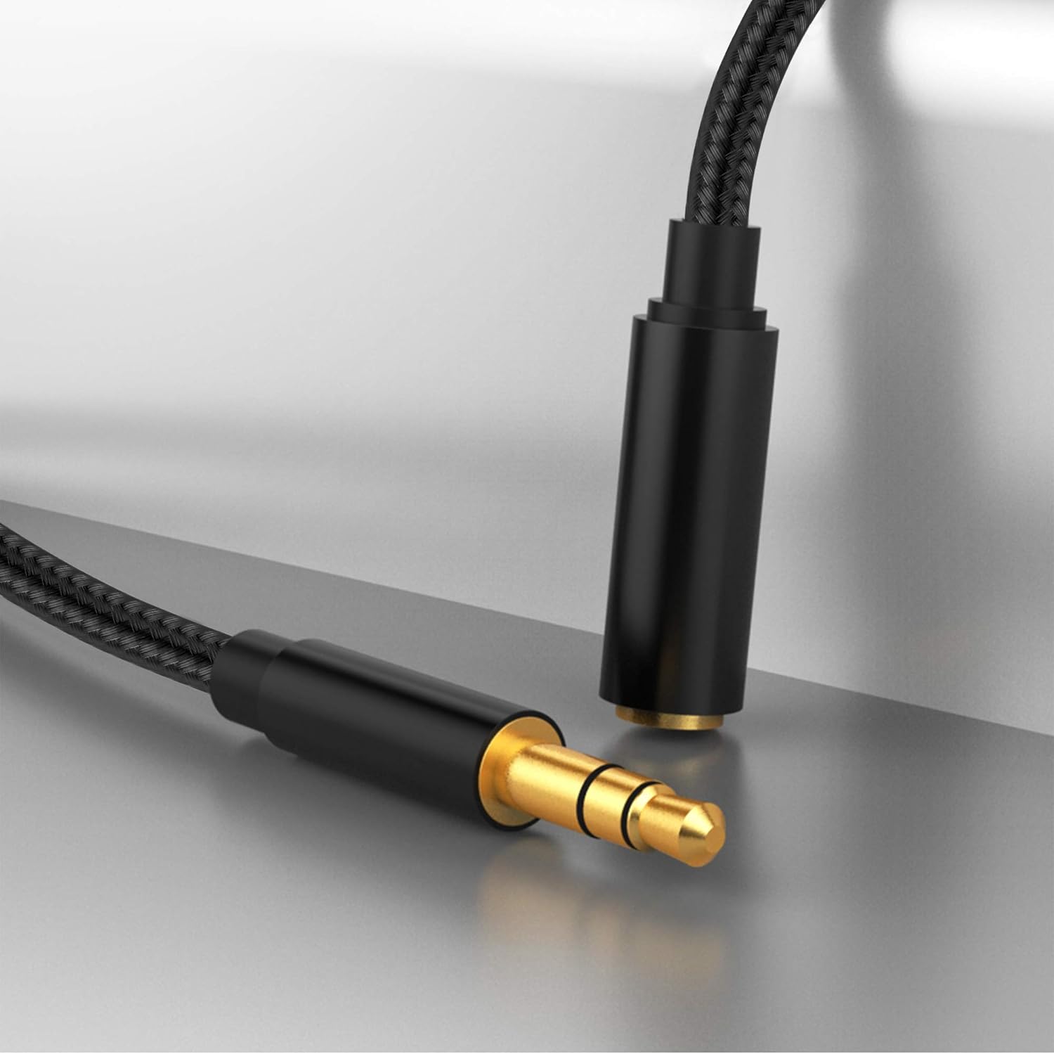 KINPS Audio Auxiliary Stereo Extension Audio Cable 3.5mm Stereo Jack Male to Female, Stereo Jack Cord for Phones, Headphones, Speakers, Tablets, PCs, MP3 Players and More (10FT/ 3M, Nylon-Black): Home Audio & Theater