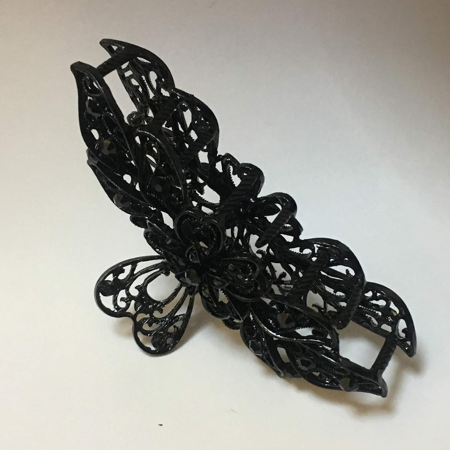 Girls Lady Women Black Retro Flowers Hair Claw Clip Vintage Rhinestone Alloy Large Size Hair Jaw Clips Hairpin Large Fancy Hair Barrette for Thick Hair (A#) - Image 5