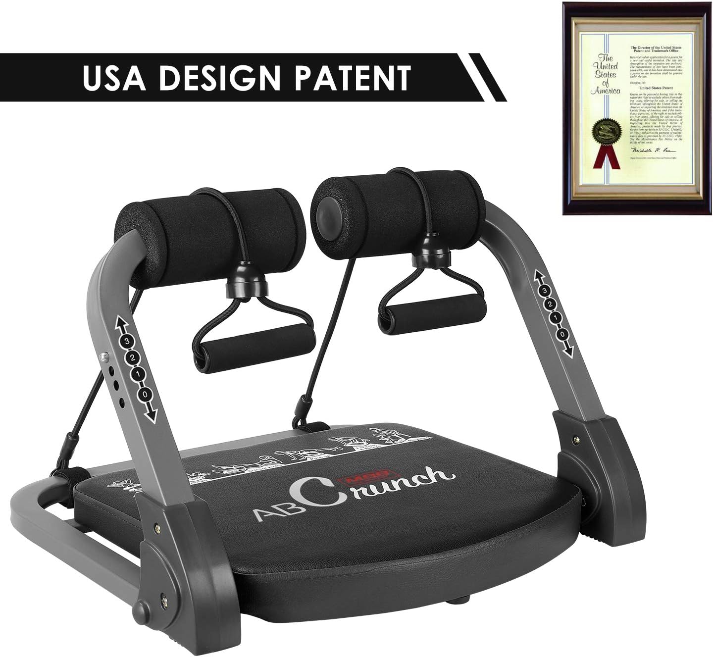 femor Core & Abs Exercise Trainer, Total Body Muscle Building Crunch Training Machine, Home Gym Fitness Equipment for Strength Training with Resistance Bands & Workout Guide, Black : Sports & Outdoors