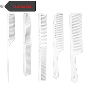 Ccbeauty Personalized Custom Engraved 5 Packs Metal Barber Comb Set Pack For Men