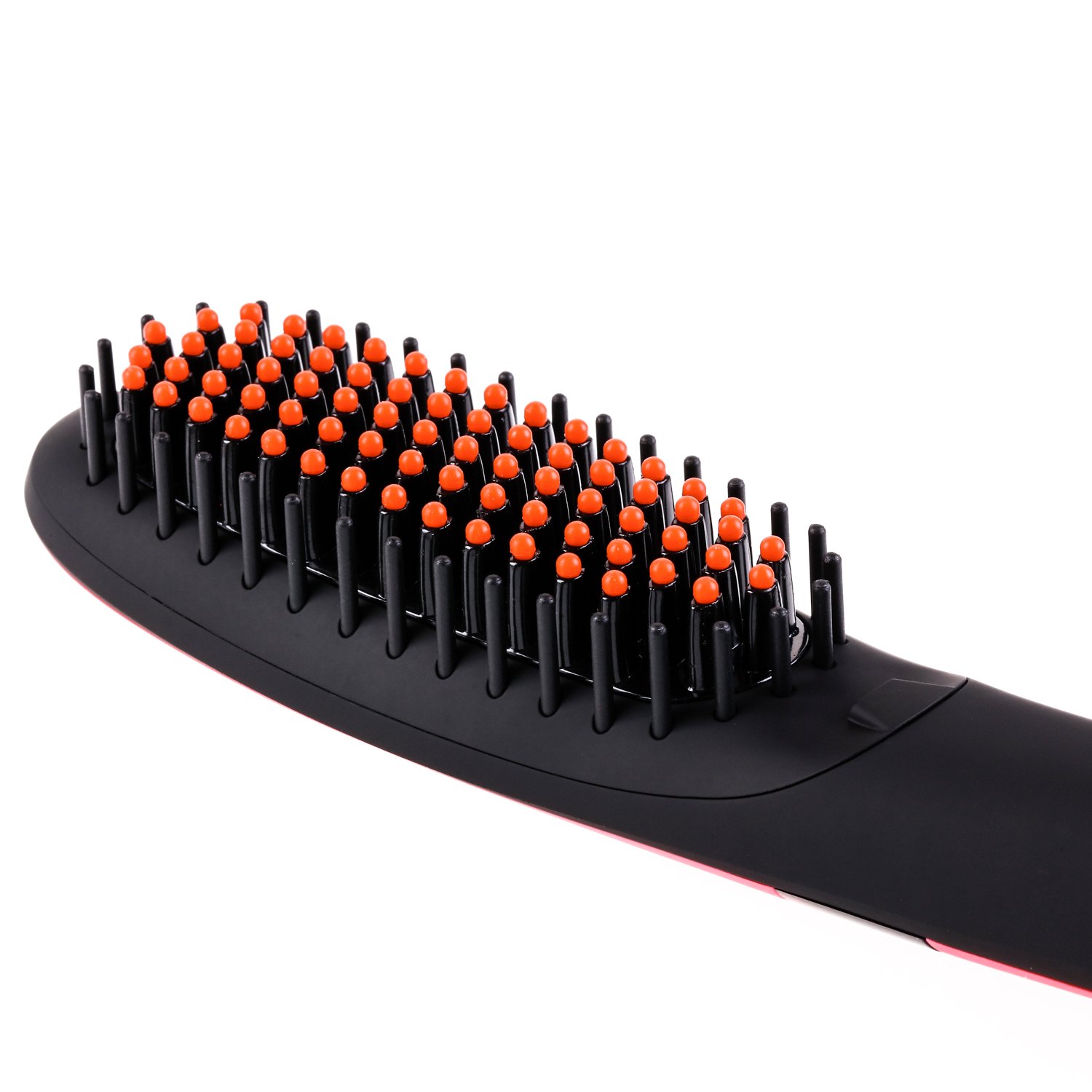 Hair Straightener Brush, INMISS Electric Ionic Ceramic Hair Straightening Brush with Auto Shut Off Temperature Lock Function - Pink