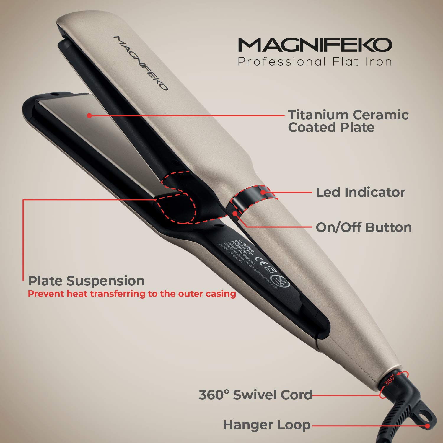 Magnifeko tourmaline Ceramic Ionic Flat Iron Hair