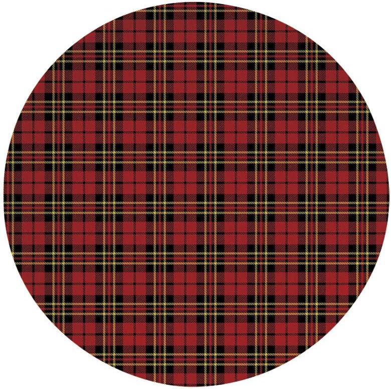 Checkered 8" Dinner Plate,Scottish British Celtic Culture Traditional Design in Classical Colors Decorative Ceramic Decorative Plates,Dining Table Tabletop Home Decor,Red Black Yellow
