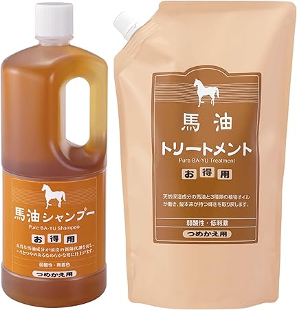 Amazon アズマ商事の 馬油トリートメントとシャンプーの 詰替え用 各1000ｍｌ 旅美人 シャンプー 通販