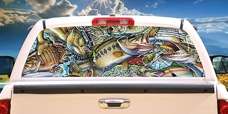 Amazon アクション魚パズルリアウィンドウグラフィック Hdトラック 車バックウィンドウグラフィックsignmission M P 18 Action Fish Puzzle 外装 エアロパーツ 車 バイク
