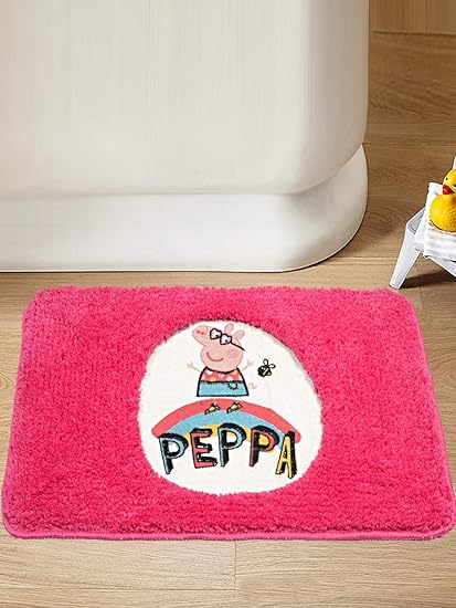 Saral Home Peppa Pig Soft Microfiber Anti Slip Bathmat- 40x60 cm, Pink