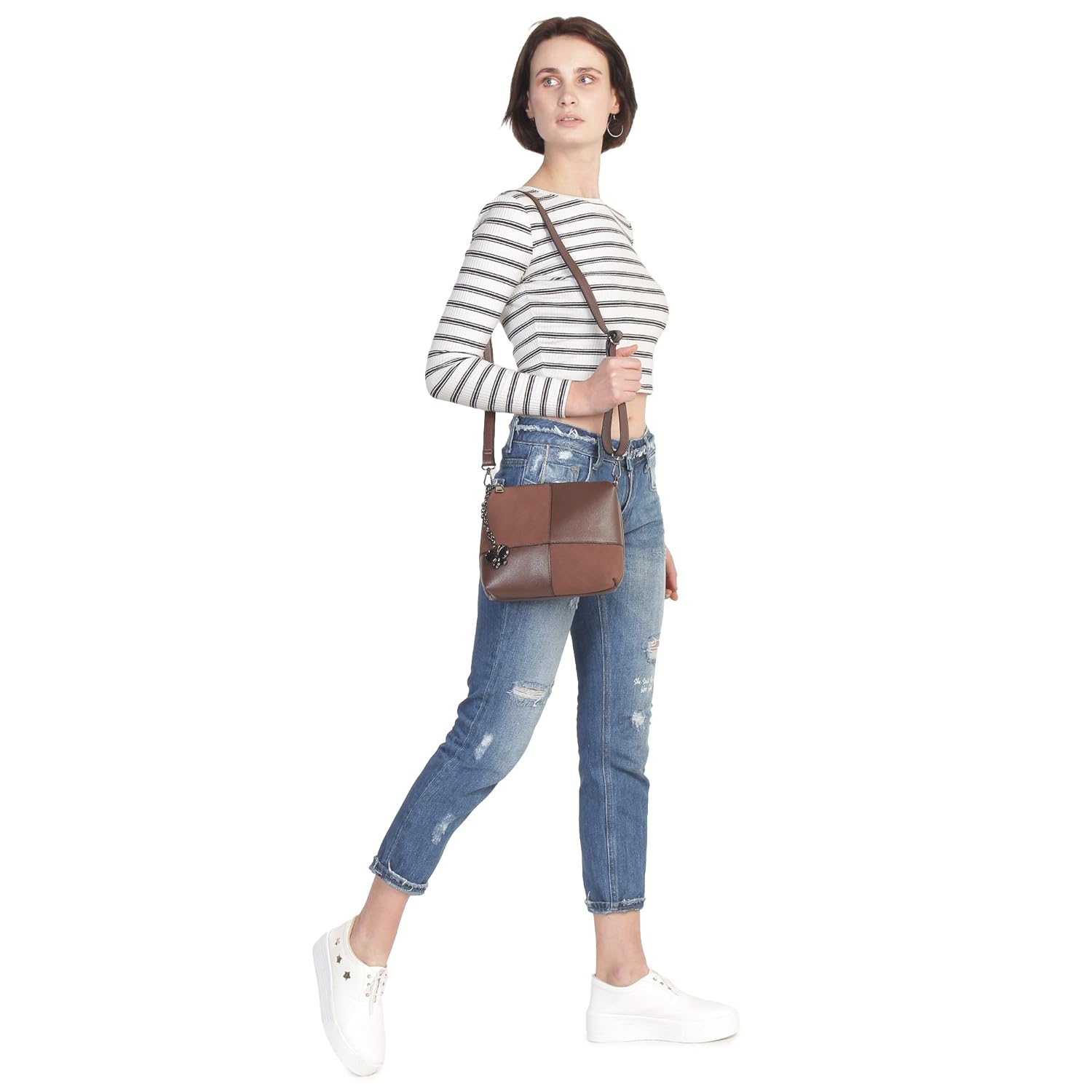 butterflies women sling bag (coffee brown) (bns-b-2472#cfe)