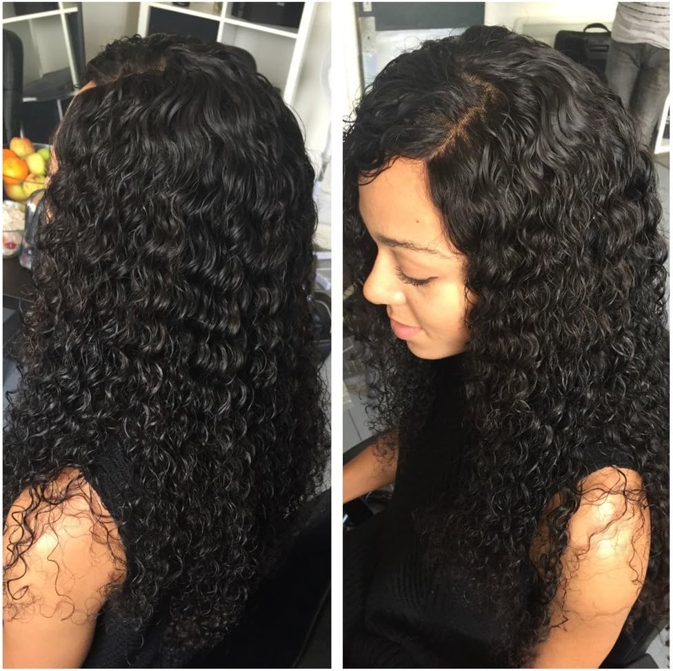 [April Lace Wigs] Brazilian virgin curly 180% density 360 frontal Pre Plucked Bleached Knots human hair lace wigs with baby hair natural hairline wig,with straps and combs (20 inches)