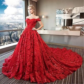 elegant red wedding dresses