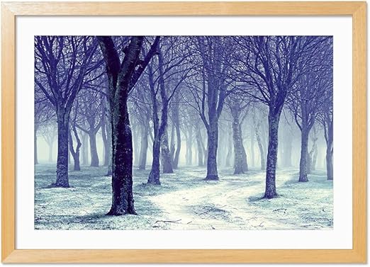 Amazon Com Nature Snowy Winter Forest Trees Wood Color Frame Art Print Poster Home Wall Decor 12x16 Inch Posters Prints