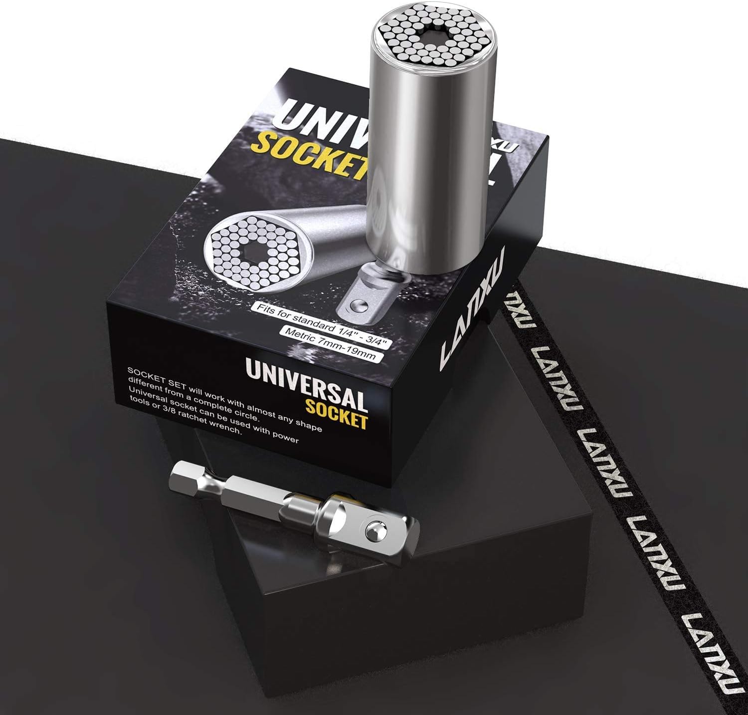 Universal Socket, Professional 7mm-19mm Universal Socket Tool Sets with Power Drill Adapter, Gift Box, Perfect Gift for Men, DIY Handyman, Father/Dad, Husband, Boyfriend, Him, Women