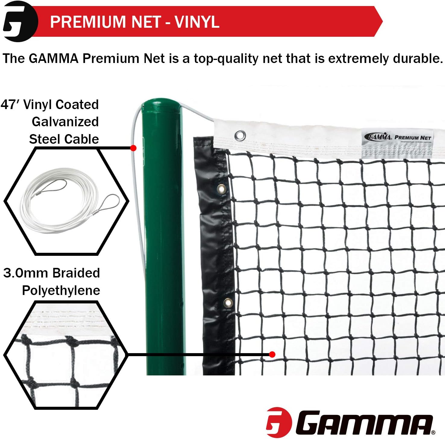 Gamma Tuff Tennis Net Vinyl Headband, Black/White : Sports & Outdoors