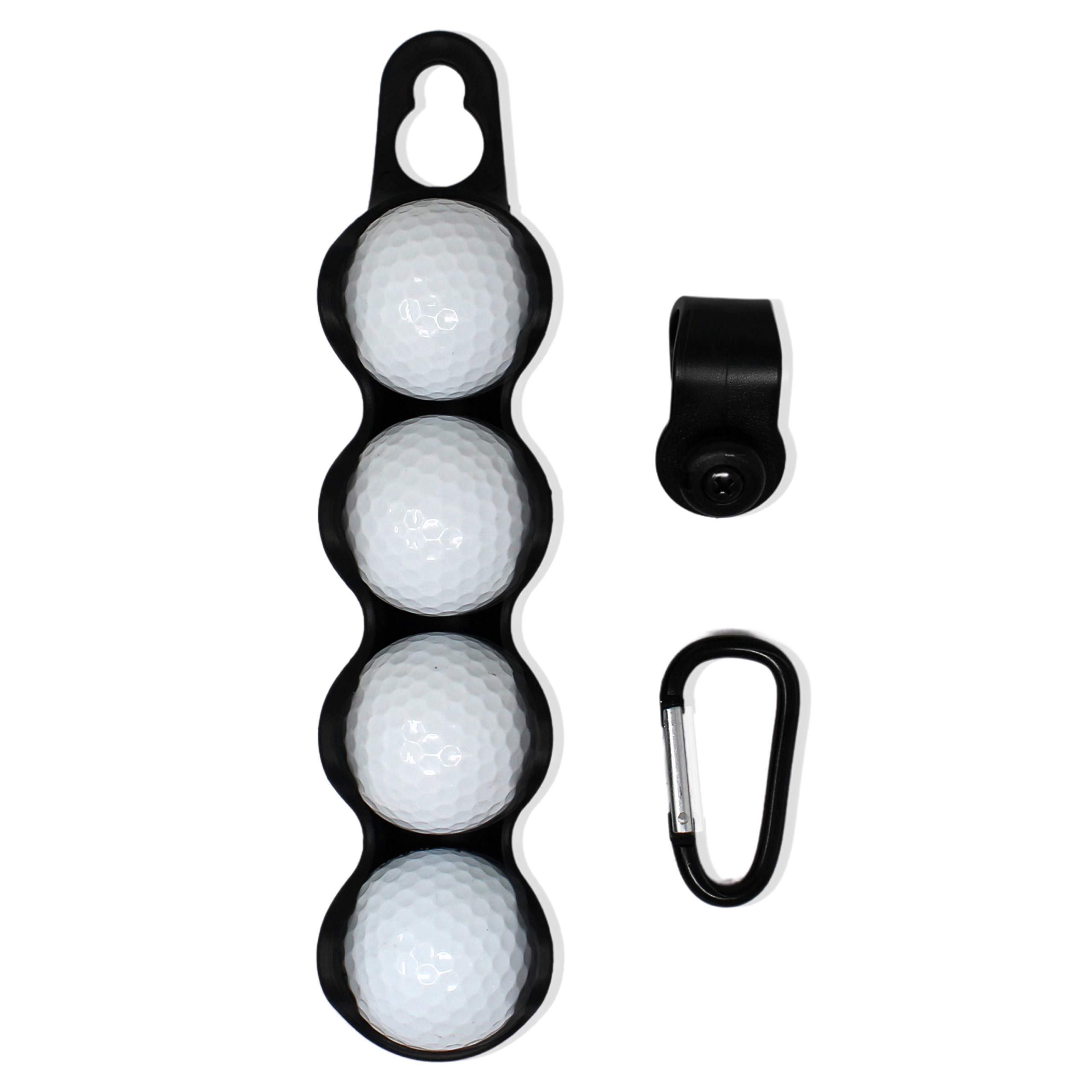 Golf Ball Holder - Holds 4 Golf Balls, Easy Attachment to Bag or Cart, Gift Accessories for Men and Women