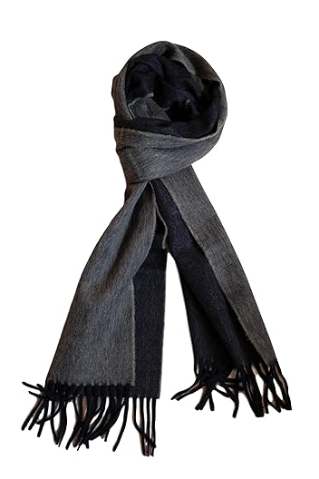 Wool Angora Scarf ALLAA 19751: Navy / Grey