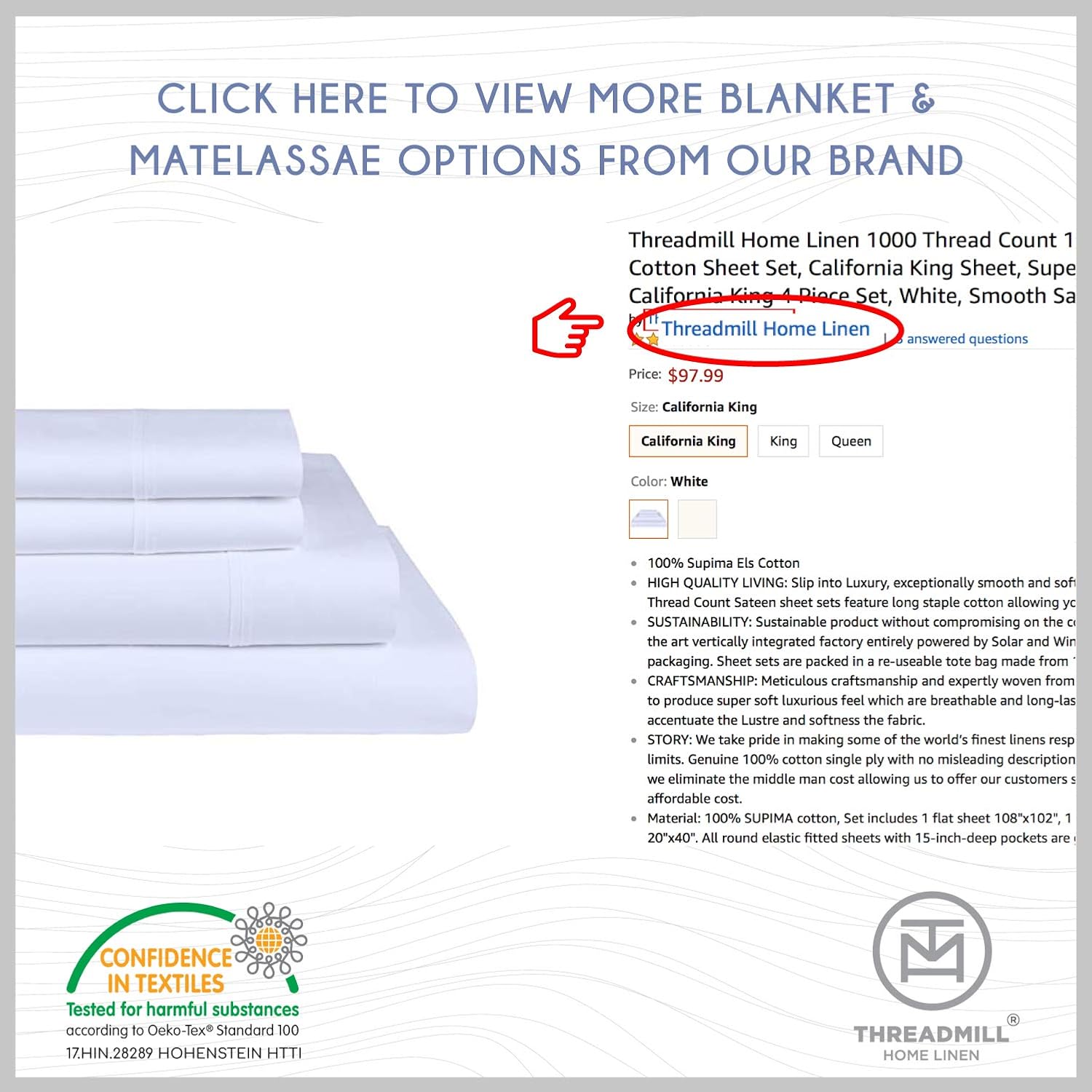 Threadmill Home Linen Herringbone Soft Breathable 100% Pure Cotton Blanket Full/Queen Size White: Home & Kitchen