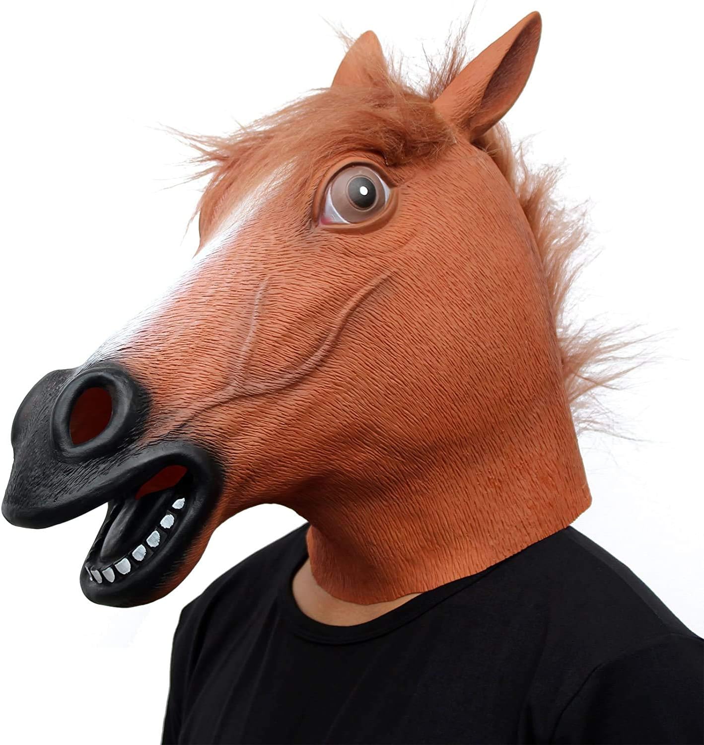 Amazon Com Creepyparty Horse Mask Novelty Halloween Costume Party Animal Head Mask Brown Horse Mask Toys Games