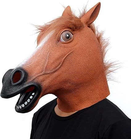 Amazon Com Creepyparty Horse Mask Novelty Halloween Costume Party Animal Head Mask Brown Horse Mask Toys Games