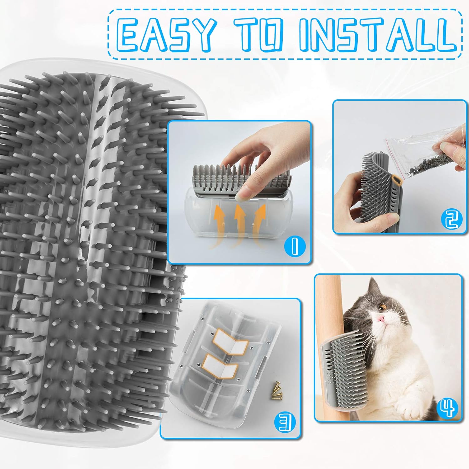 Cat Self Groomer, 2 Pack Cat Grooming Brush, Cat Face Scratcher, Wall Corner Groomers Soft Grooming Brush Cat Massage Combs for Short Long Fur Cats, Softer Massager Toy for Kitten Puppy: Beauty