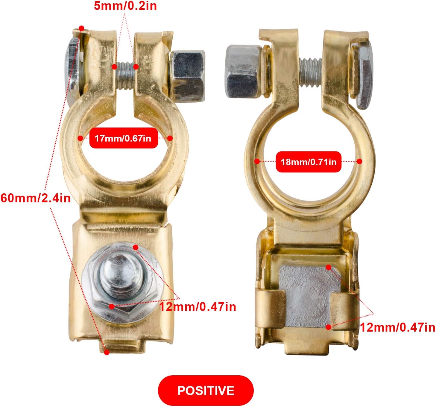 Lifede Battery Terminals,Car Battery Cable Terminal Clamps Connectors,Negative and Positive,Copper,Plastice Cover,Good Contact,Corrosion Resistance,1 Pair, Applicated in Car,Van and More.: Car Electronics
