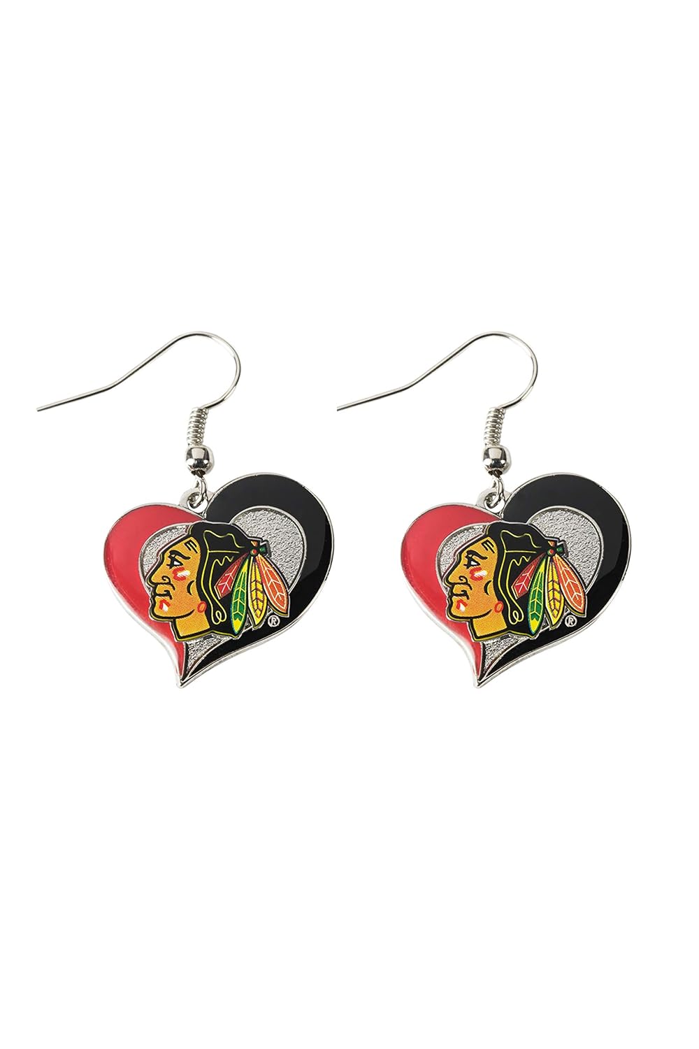 NHL Chicago Blackhawks Swirl Heart Earrings
