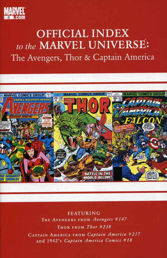 Avengers, Thor And Captain America: Official Index to the Marvel Universe #5 VF/NM ; Marvel comic book