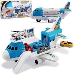 Tuko Transport Cargo Airplane Car Toy Play Set for 3+ Years Old Boys and Girls(Blue)