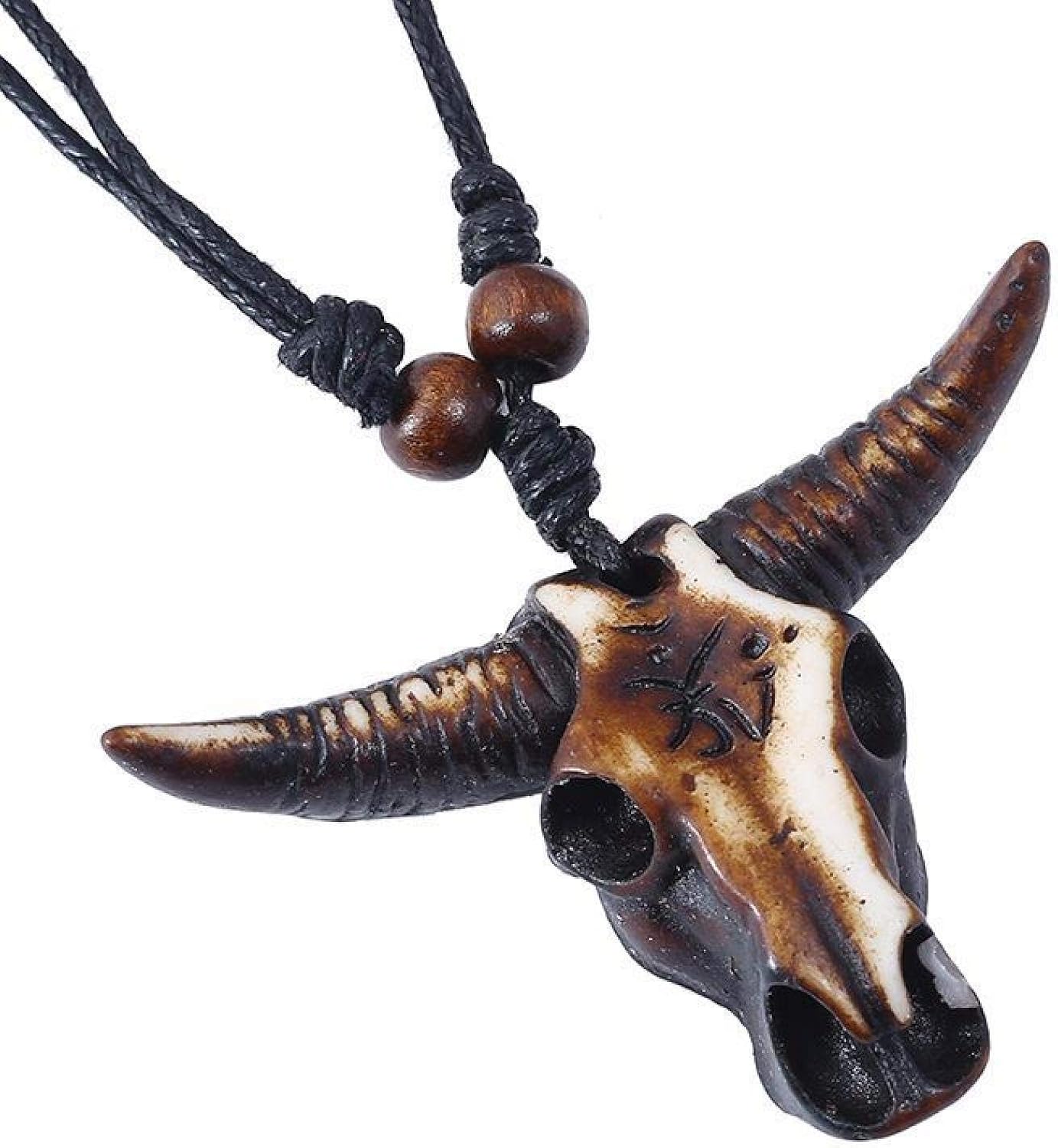 Cow Bone Cow Head Resin Necklace Sweater Chain Rope Necklace Men's