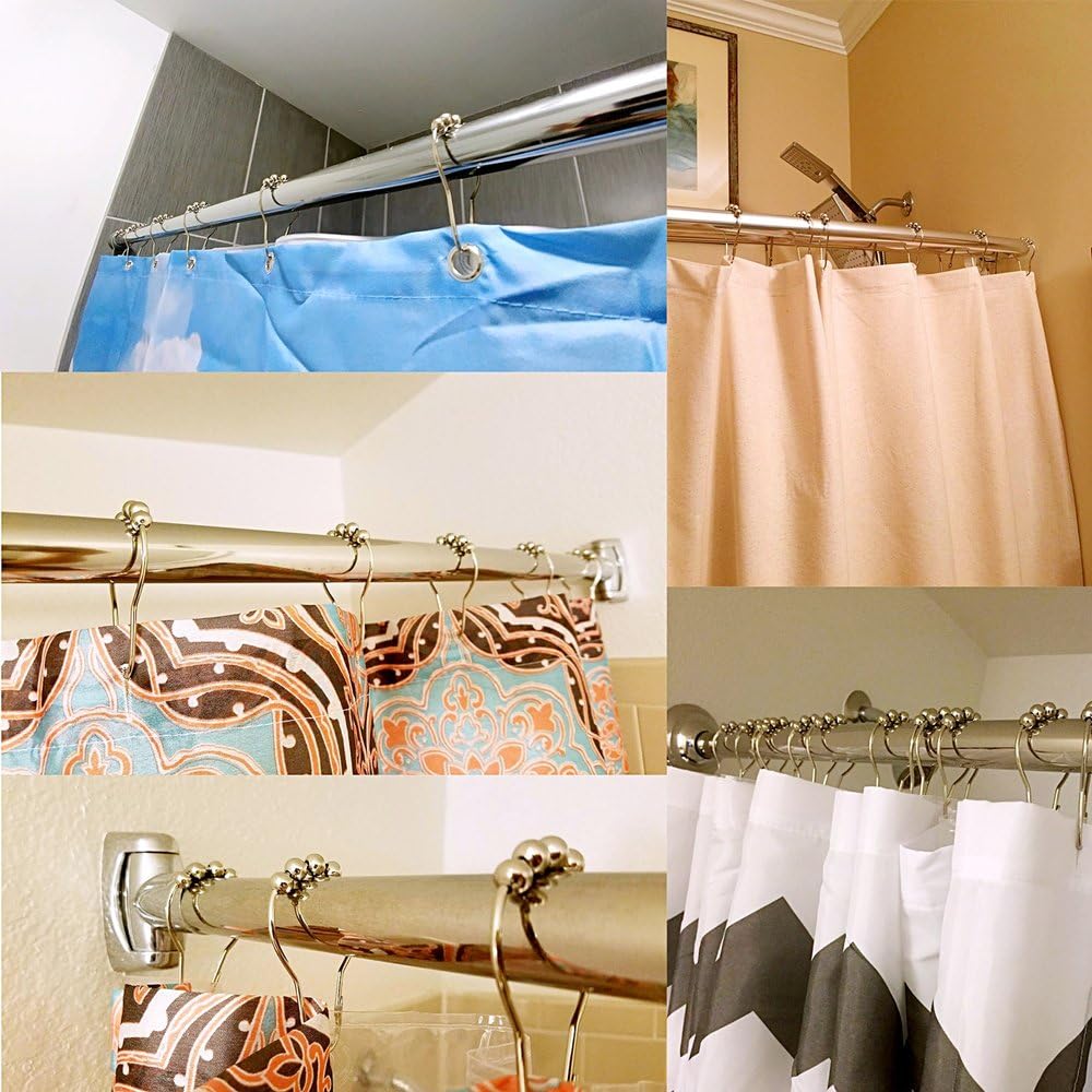 Uigos Shower Curtain Rings for Bathroom - Stainless Steel, Set of 12, Chrome: Home & Kitchen