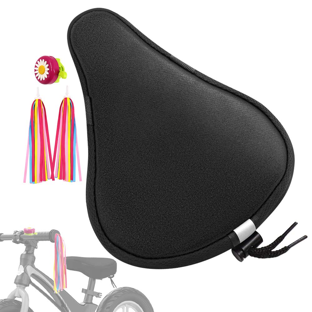ANZOME Kids Bike Seat Cushion Cover, 9"x6" Memory Foam Child Bike Seat Cover Extra Soft Small Bicycle Saddle Pad, Kids Bicycle Seat Cover with Water&Dust Resistant Cover