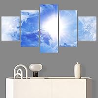 SIGNWIN 5 Panel Canvas Wall Art Modern Art Coastal Colorful Multicolor Photography Romantics Sunset for Home Decorations Ready to Hang - 60